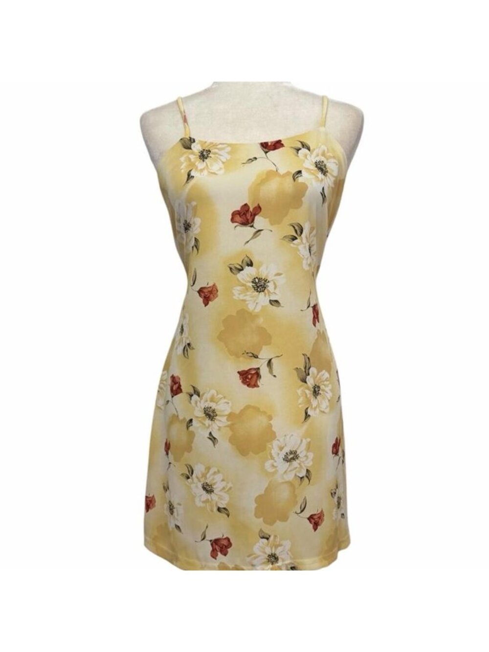 90s Made in USA Floral Toe-Back Slip Mini Dress